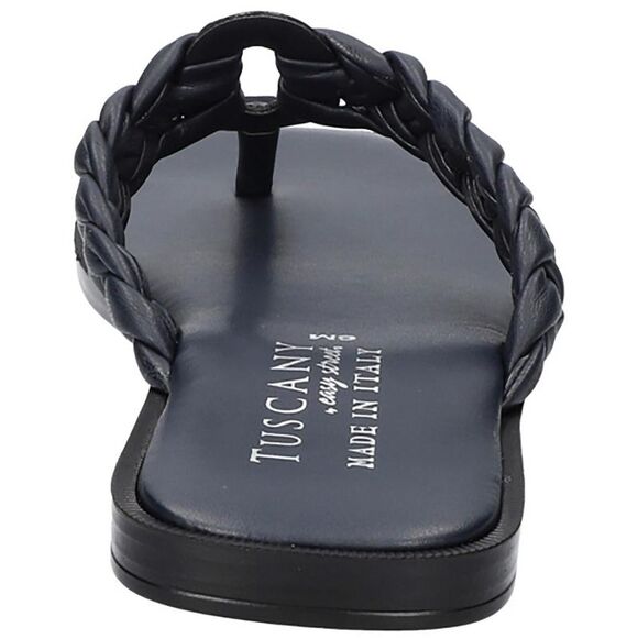 Tuscany By Easy Street Womens Coletta Navy Leather Thong Sandals - Picture 3 of 3